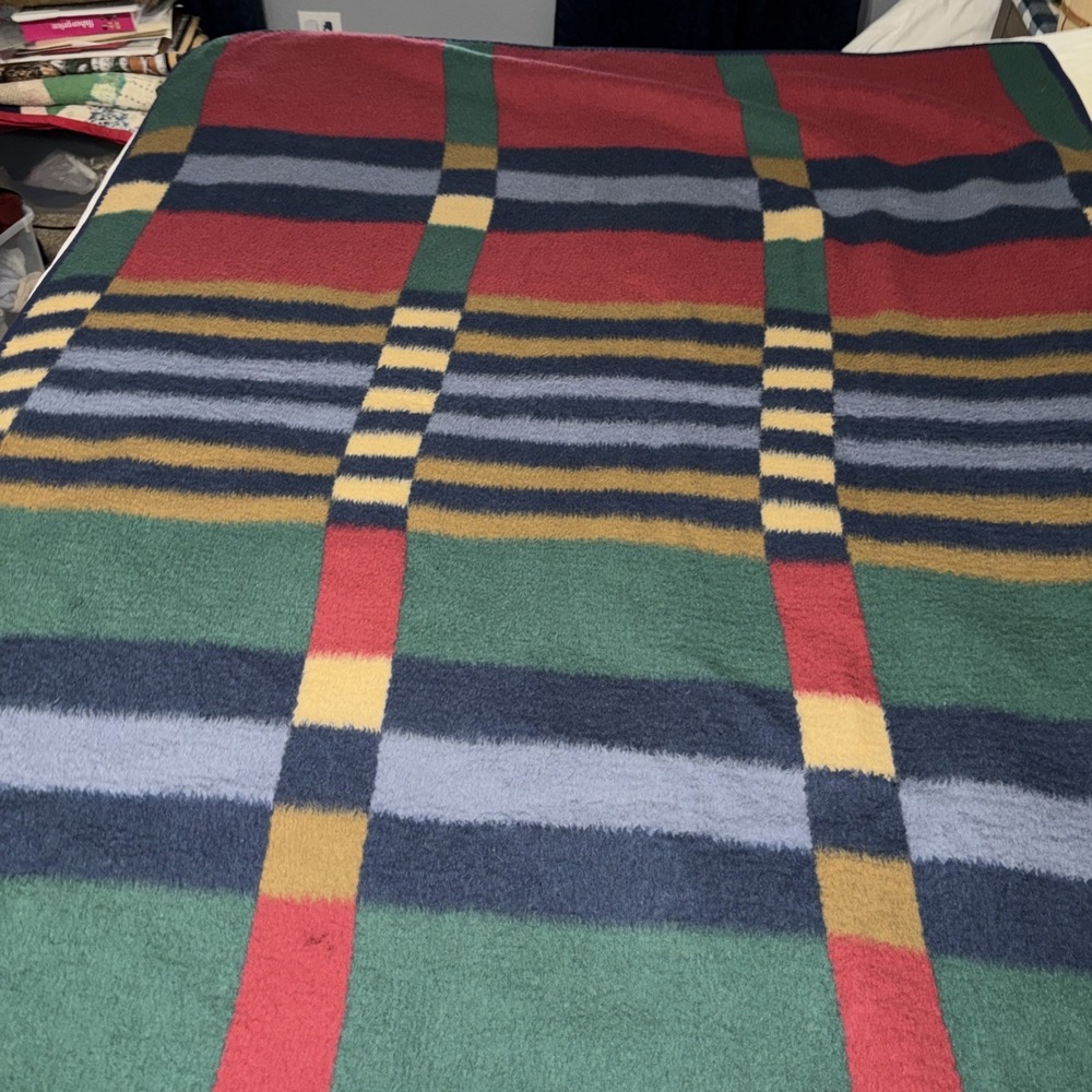 Vintage Biederlack Blanket Throw USA Made Geometric Native Aztec 77" X 57"